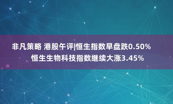 非凡策略 港股午评|恒生指数早盘跌0.50%      恒生生物科技指数继续大涨3.45%